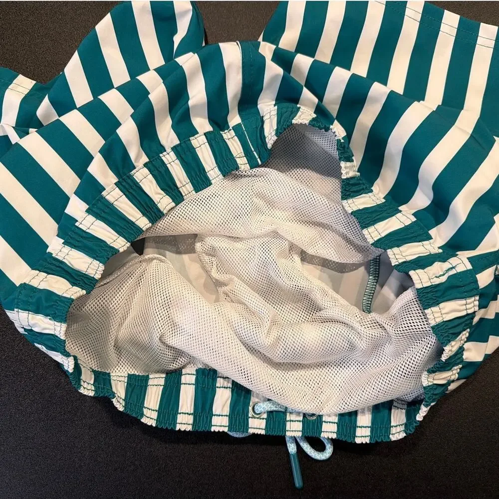 NWOT Nordstrom Swim Trunks, Green White Stripe, Boys XL 14/16